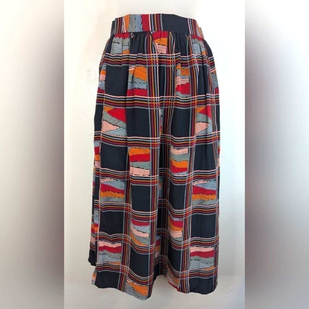 VTG Hanae Mori Artistic Maximalist Geometric Luxury Dark Academia Silk 4 Skirt